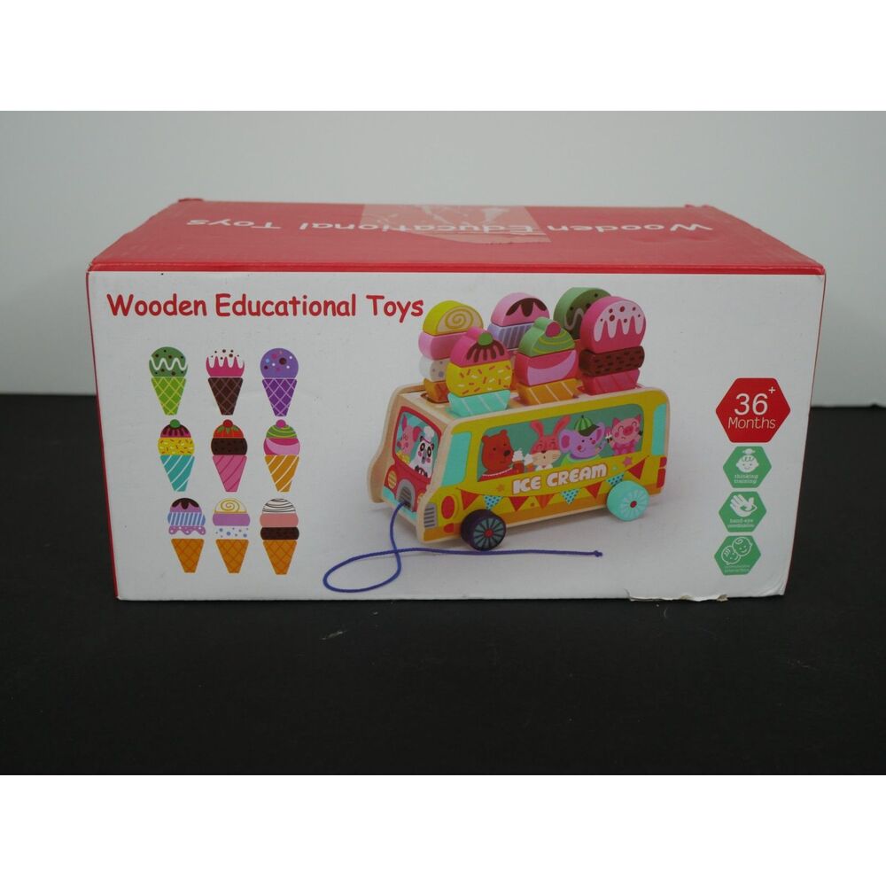 HELLOWOOD Wooden Ice Cream Truck Educational Toy WT13 36 Months+